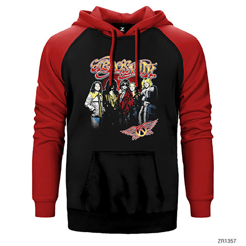 Aerosmith Grup Çift Renk Reglan Kol Sweatshirt / Hoodie