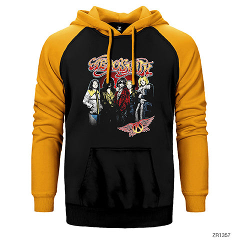 Aerosmith Grup Çift Renk Reglan Kol Sweatshirt / Hoodie