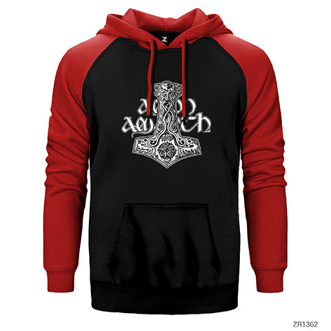 Amon Amarth Thor Hammer Çift Renk Reglan Kol Sweatshirt / Hoodie