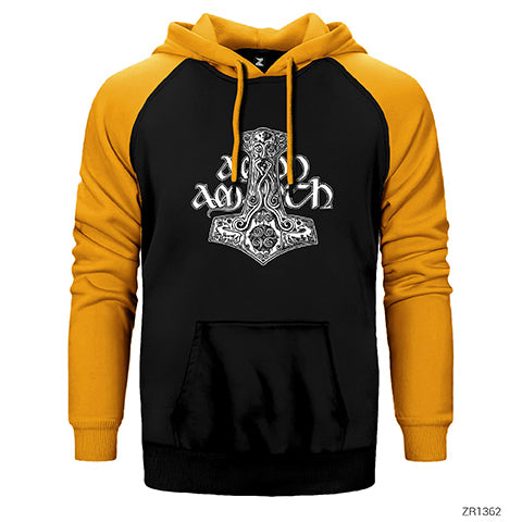 Amon Amarth Thor Hammer Çift Renk Reglan Kol Sweatshirt / Hoodie