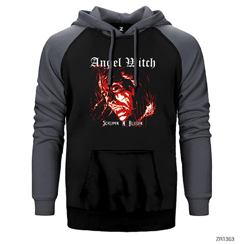 Angel Witch Screamin Çift Renk Reglan Kol Sweatshirt / Hoodie