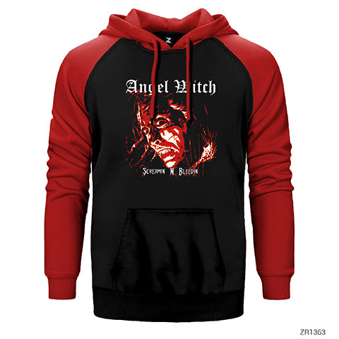 Angel Witch Screamin Çift Renk Reglan Kol Sweatshirt / Hoodie