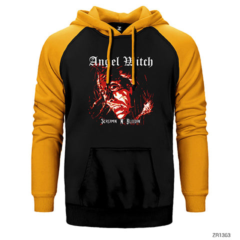 Angel Witch Screamin Çift Renk Reglan Kol Sweatshirt / Hoodie