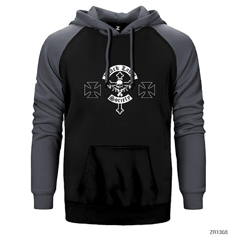 Black Label Society Cross Çift Renk Reglan Kol Sweatshirt / Hoodie