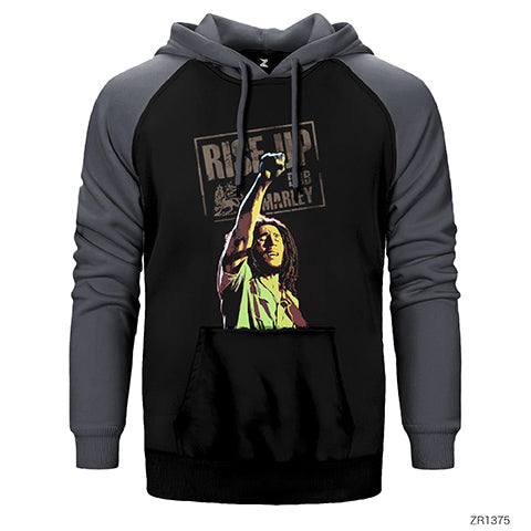 Bob Marley Rise Up Çift Renk Reglan Kol Sweatshirt / Hoodie