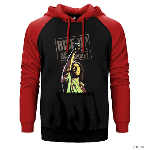Bob Marley Rise Up Çift Renk Reglan Kol Sweatshirt / Hoodie