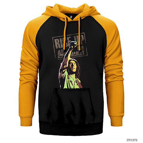 Bob Marley Rise Up Çift Renk Reglan Kol Sweatshirt / Hoodie