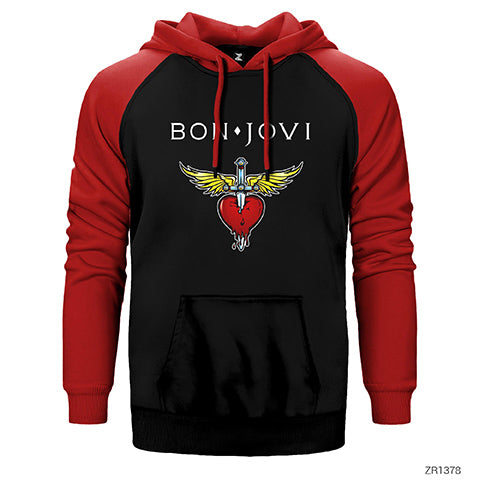 Bon Jovi Hearth Çift Renk Reglan Kol Sweatshirt / Hoodie