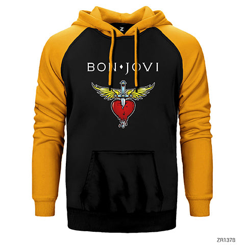 Bon Jovi Hearth Çift Renk Reglan Kol Sweatshirt / Hoodie