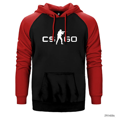 Counter Strike CSGO Logo Çift Renk Reglan Kol Sweatshirt / Hoodie