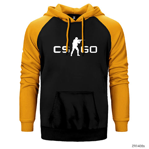 Counter Strike CSGO Logo Çift Renk Reglan Kol Sweatshirt / Hoodie