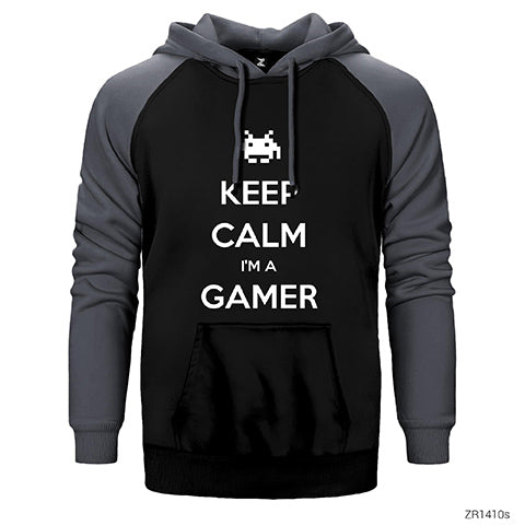 Keep Calm Gamer Çift Renk Reglan Kol Sweatshirt / Hoodie