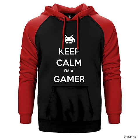 Keep Calm Gamer Çift Renk Reglan Kol Sweatshirt / Hoodie