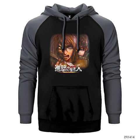 Attack on Titan Çift Renk Reglan Kol Sweatshirt / Hoodie