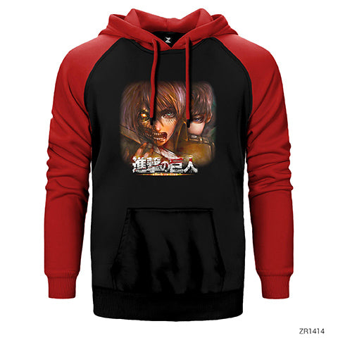 Attack on Titan Çift Renk Reglan Kol Sweatshirt / Hoodie