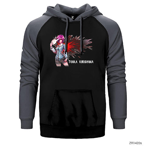 Tokyo Ghoul Touka Rabbit Çift Renk Reglan Kol Sweatshirt / Hoodie
