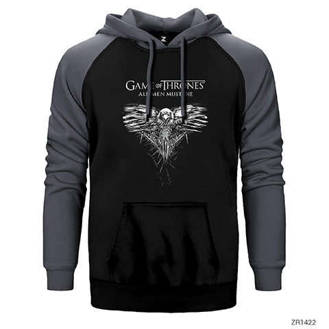 Game of Thrones All Men Must Die Çift Renk Reglan Kol Sweatshirt / Hoodie