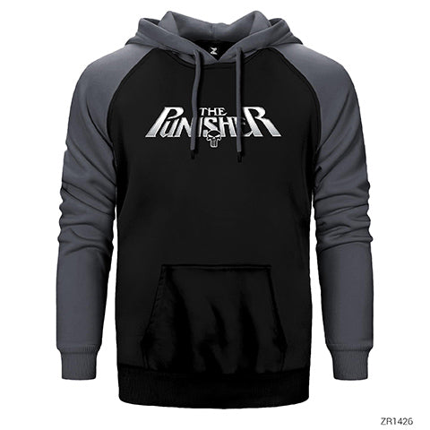Punisher Official Logo Çift Renk Reglan Kol Sweatshirt / Hoodie