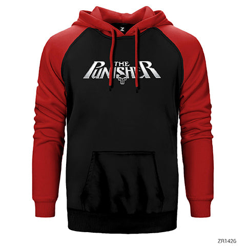 Punisher Official Logo Çift Renk Reglan Kol Sweatshirt / Hoodie