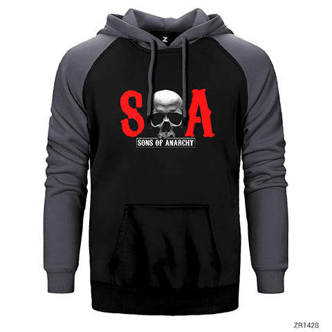 Sons of Anarchy SOA Çift Renk Reglan Kol Sweatshirt / Hoodie