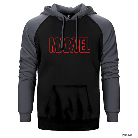 Avengers Infinity War Marvel Outline Logo Çift Renk Reglan Kol Sweatshirt / Hoodie