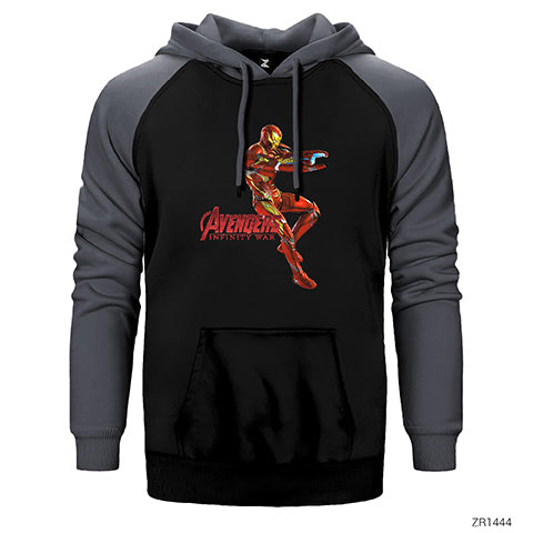 Avengers Infinity War Iron Man Çift Renk Reglan Kol Sweatshirt / Hoodie