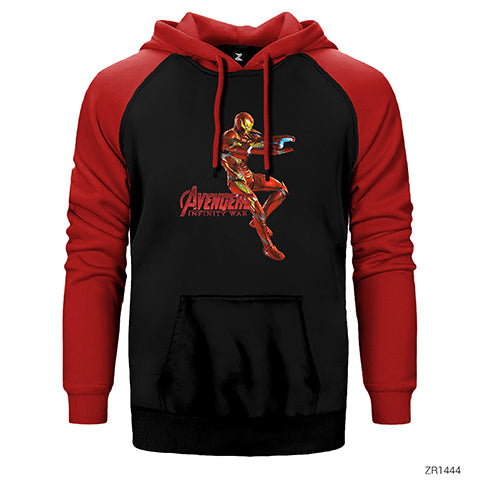Avengers Infinity War Iron Man Çift Renk Reglan Kol Sweatshirt / Hoodie