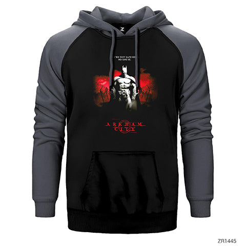 Batman Arkham City Çift Renk Reglan Kol Sweatshirt / Hoodie