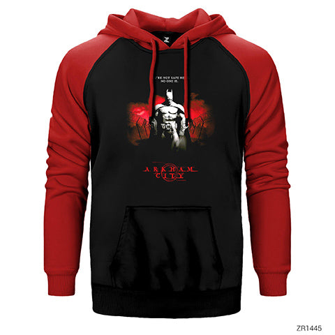Batman Arkham City Çift Renk Reglan Kol Sweatshirt / Hoodie
