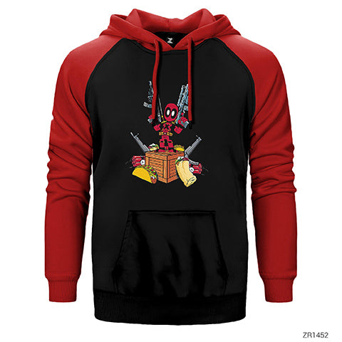 Deadpool Hungry Çift Renk Reglan Kol Sweatshirt / Hoodie
