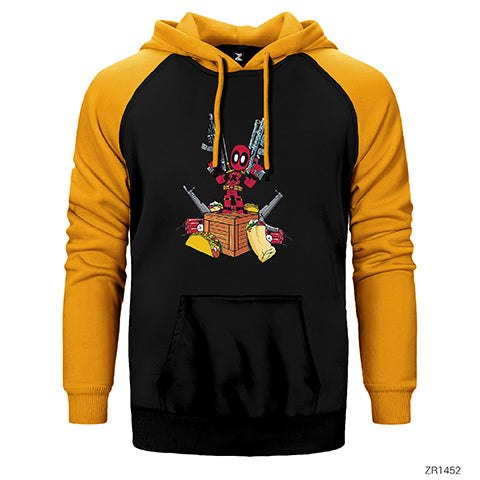 Deadpool Hungry Çift Renk Reglan Kol Sweatshirt / Hoodie