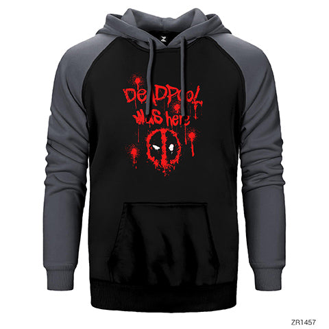 Deadpool Was Here Çift Renk Reglan Kol Sweatshirt / Hoodie