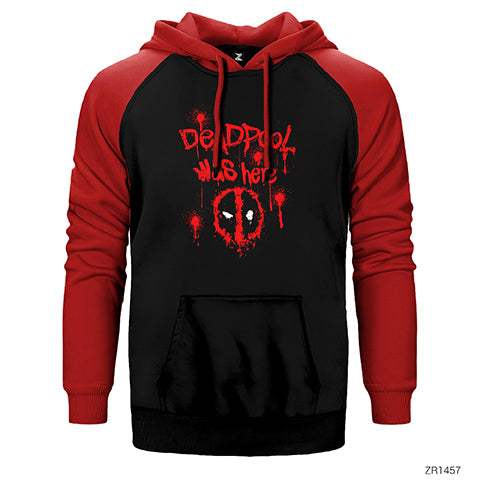Deadpool Was Here Çift Renk Reglan Kol Sweatshirt / Hoodie
