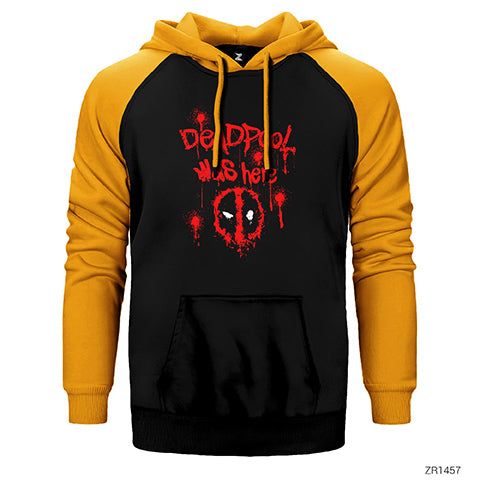Deadpool Was Here Çift Renk Reglan Kol Sweatshirt / Hoodie