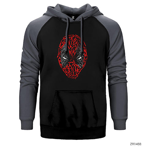 Deadpool Weapons Face Çift Renk Reglan Kol Sweatshirt / Hoodie