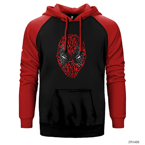Deadpool Weapons Face Çift Renk Reglan Kol Sweatshirt / Hoodie