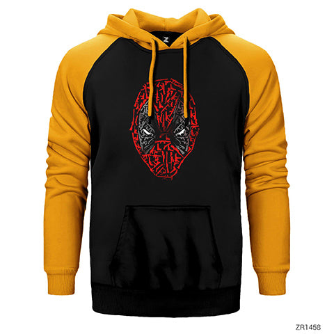 Deadpool Weapons Face Çift Renk Reglan Kol Sweatshirt / Hoodie