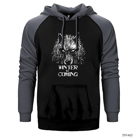 Game Of Thrones Winter Is Coming Wolf Çift Renk Reglan Kol Sweatshirt / Hoodie