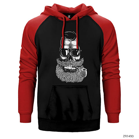 Sakallı Pipo Çift Renk Reglan Kol Sweatshirt / Hoodie