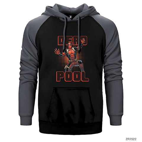 Deadpool Shock Çift Renk Reglan Kol Sweatshirt / Hoodie