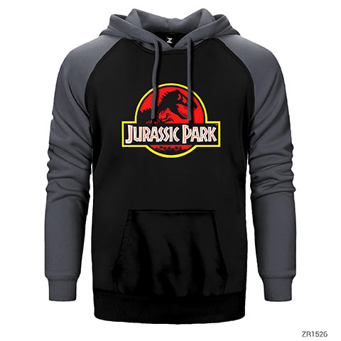 Jurassic Park Classic Çift Renk Reglan Kol Sweatshirt / Hoodie