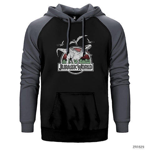 Jurassic Park Indominus Çift Renk Reglan Kol Sweatshirt / Hoodie