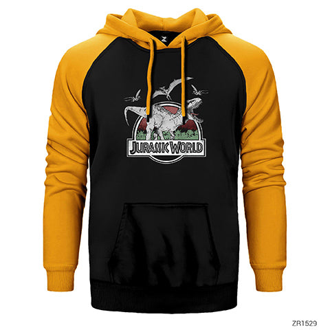 Jurassic Park Indominus Çift Renk Reglan Kol Sweatshirt / Hoodie
