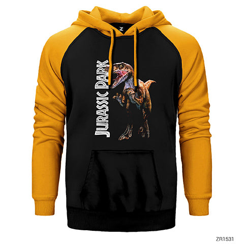 Jurassic Park Raptor Çift Renk Reglan Kol Sweatshirt / Hoodie