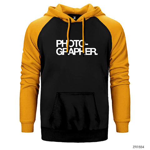 İndirimli Photographer Sarı Renk Reglan Kol Kapüşonlu Sweatshirt