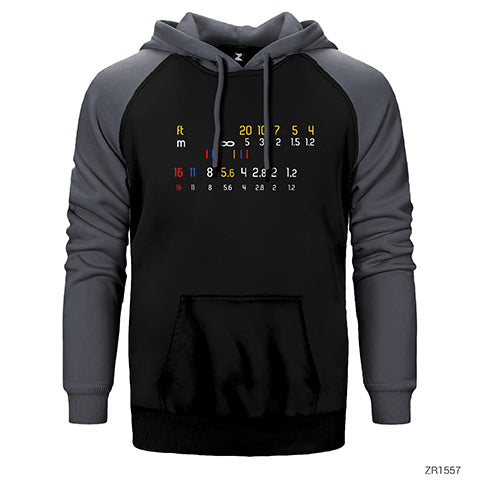 Photographer Manual Lens Çift Renk Reglan Kol Sweatshirt / Hoodie