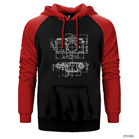 Photographer Nikon Blueprint Çift Renk Reglan Kol Sweatshirt / Hoodie