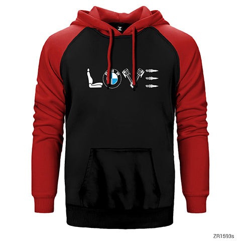 BMW Love Çift Renk Reglan Kol Sweatshirt / Hoodie