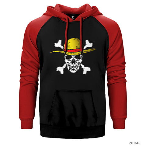 One Piece Pirate Skull Çift Renk Reglan Kol Sweatshirt / Hoodie