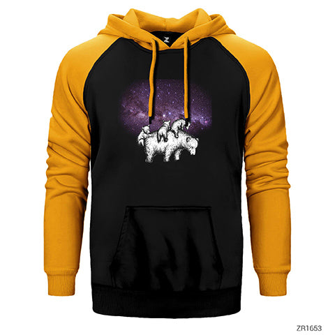 Bears in Space Çift Renk Reglan Kol Sweatshirt / Hoodie